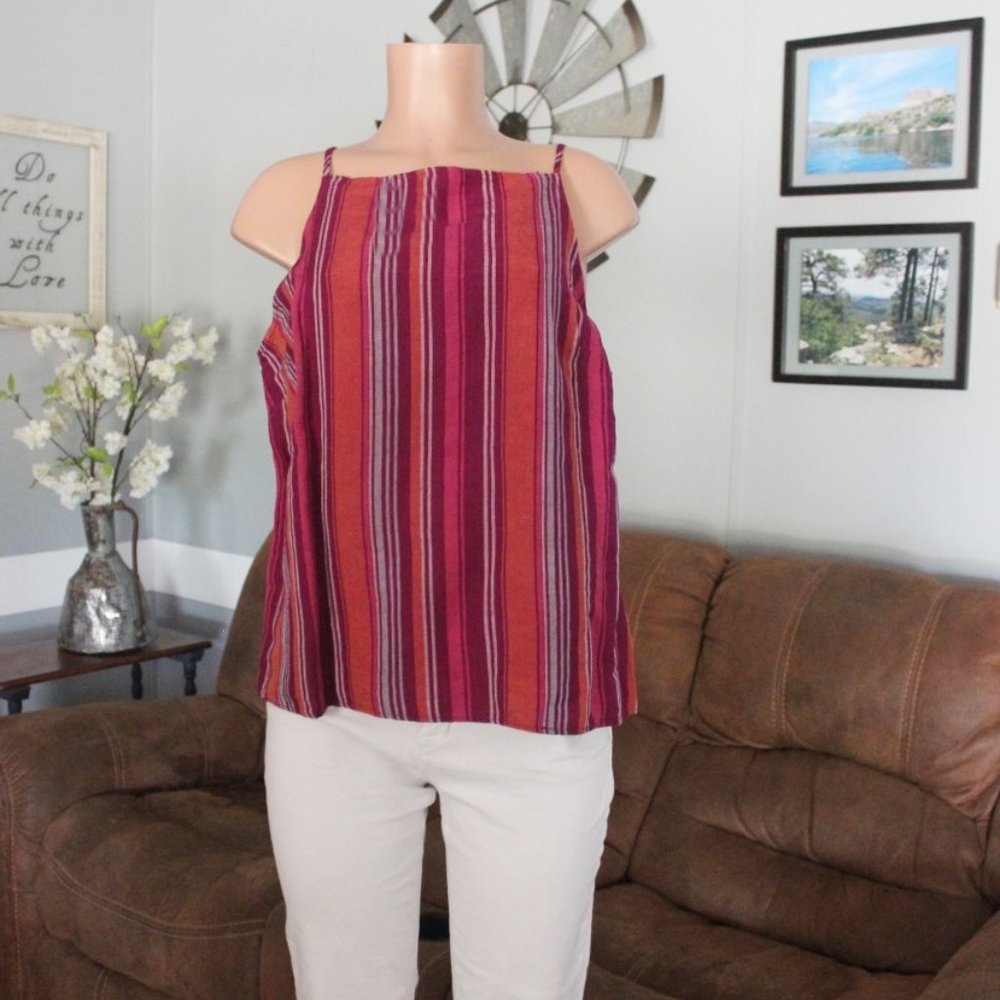 A New Day Tank Purple Orange Pink w/Keyhole Button